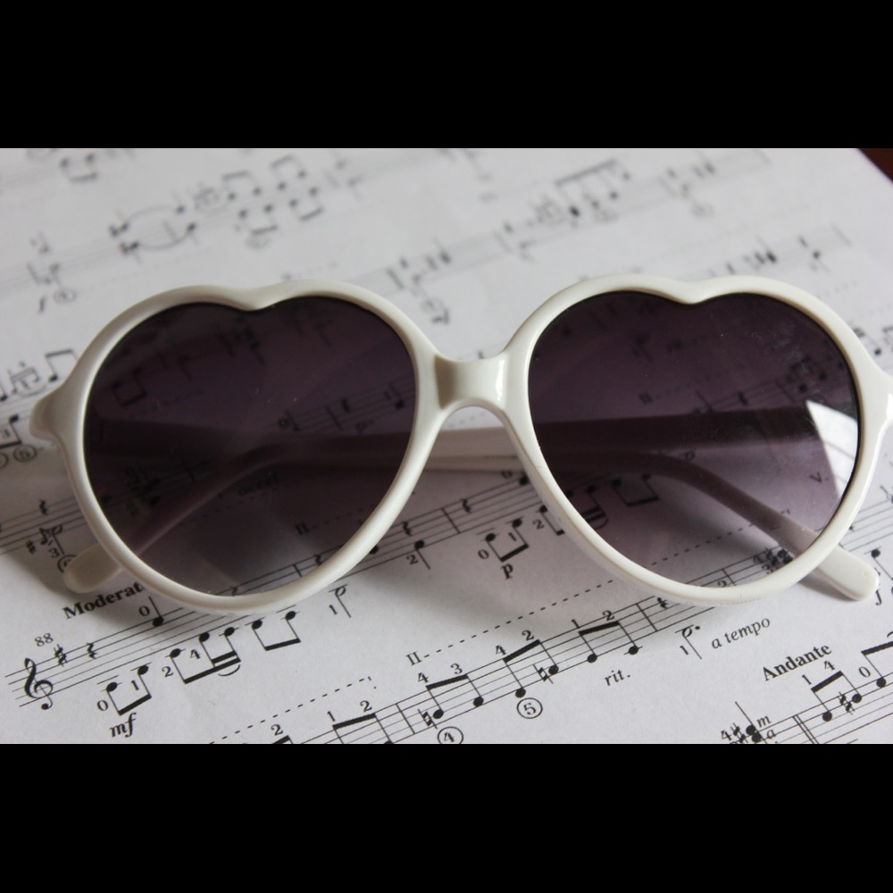 White heart shaped sunglasses